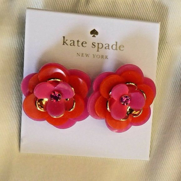 New Kate Spade Rosy Posies Demi Parure statement Necklace Stud Earrings $206 - Picture 4 of 5